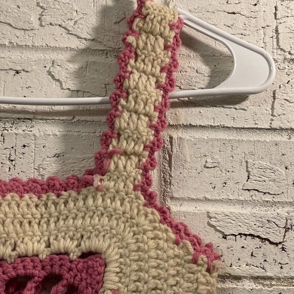 VINTAGE 1970s Handmade Afghan Granny squares crochet crop top Coachella festival - Picture 8 of 12